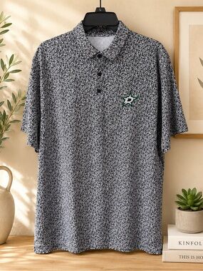 Antigua Men's Dri-fit  Polo with Green Dallas Star Logo